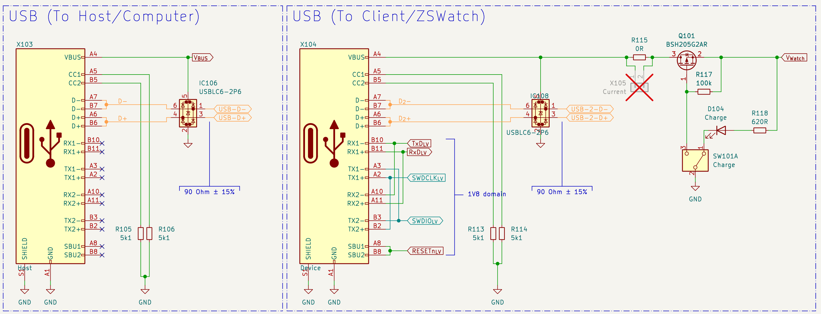 ZSWatch Dock USB-C schematic